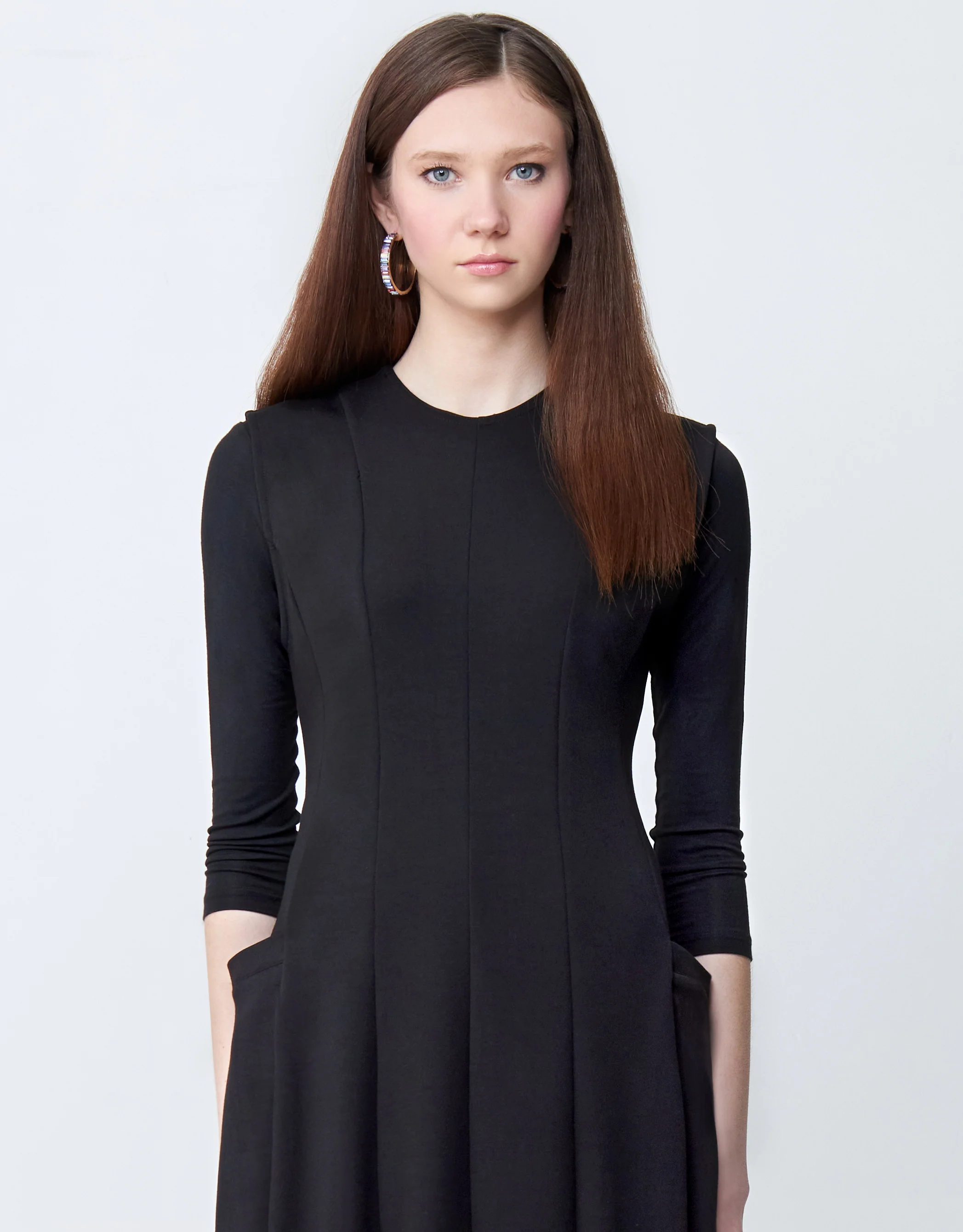 Jersey Princess Seamed Sleeveless Maxi Dress Shabbos Robe with Pockets - Image 3