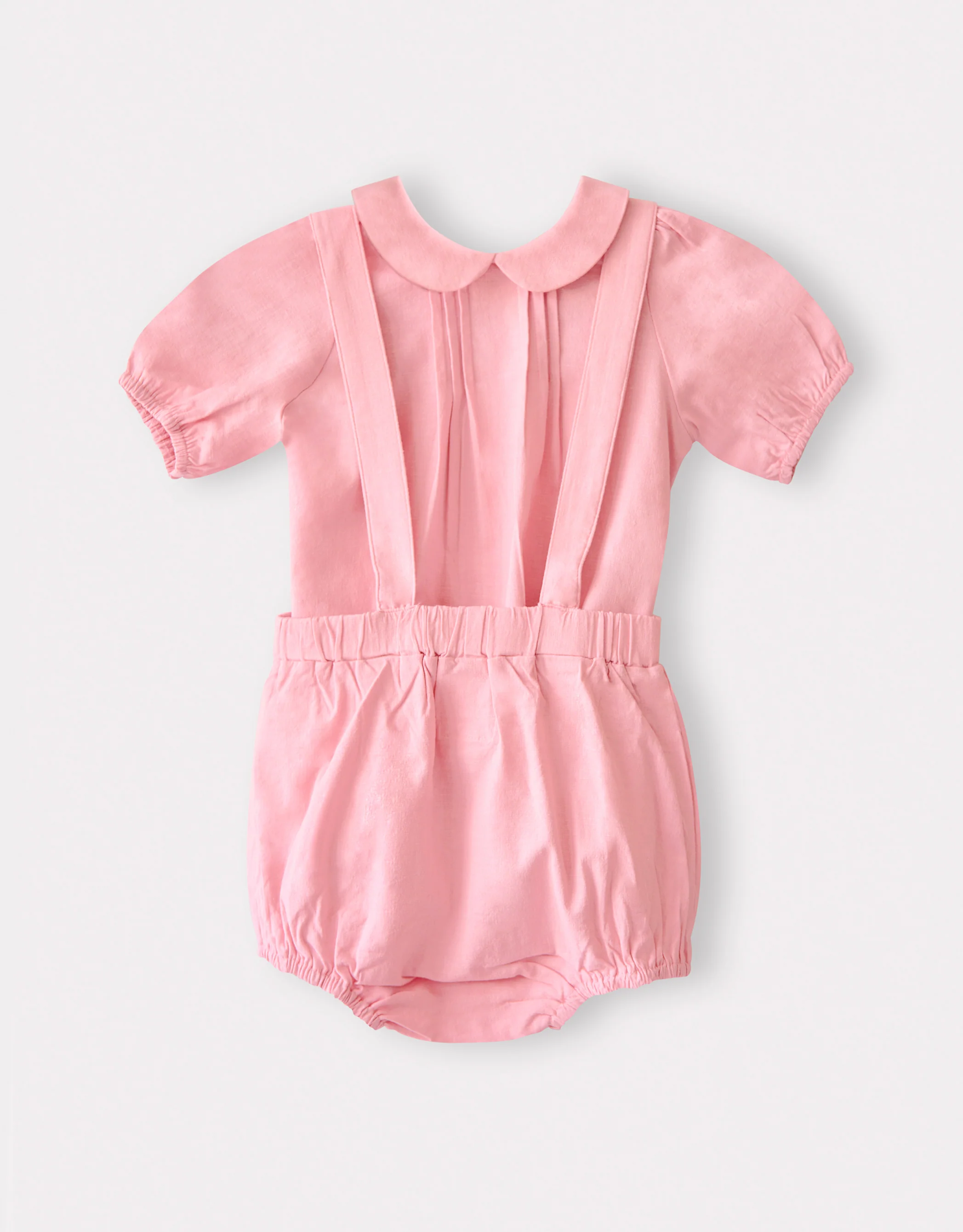 Toddler Girl Pintucked Linen Playwear Set Pink - Image 4